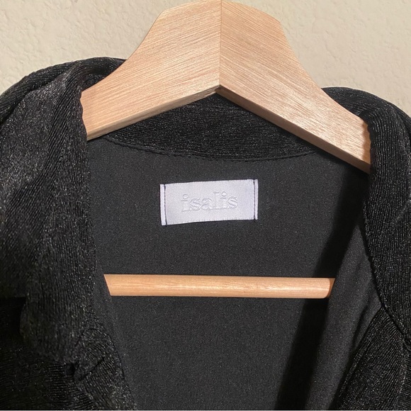 Isalis black long sleeve collared ruched midi dress - Picture 5 of 6